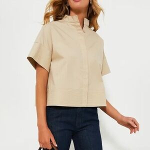 Tuckernuck Trapunto Stitch Sofia Shirt in Tan